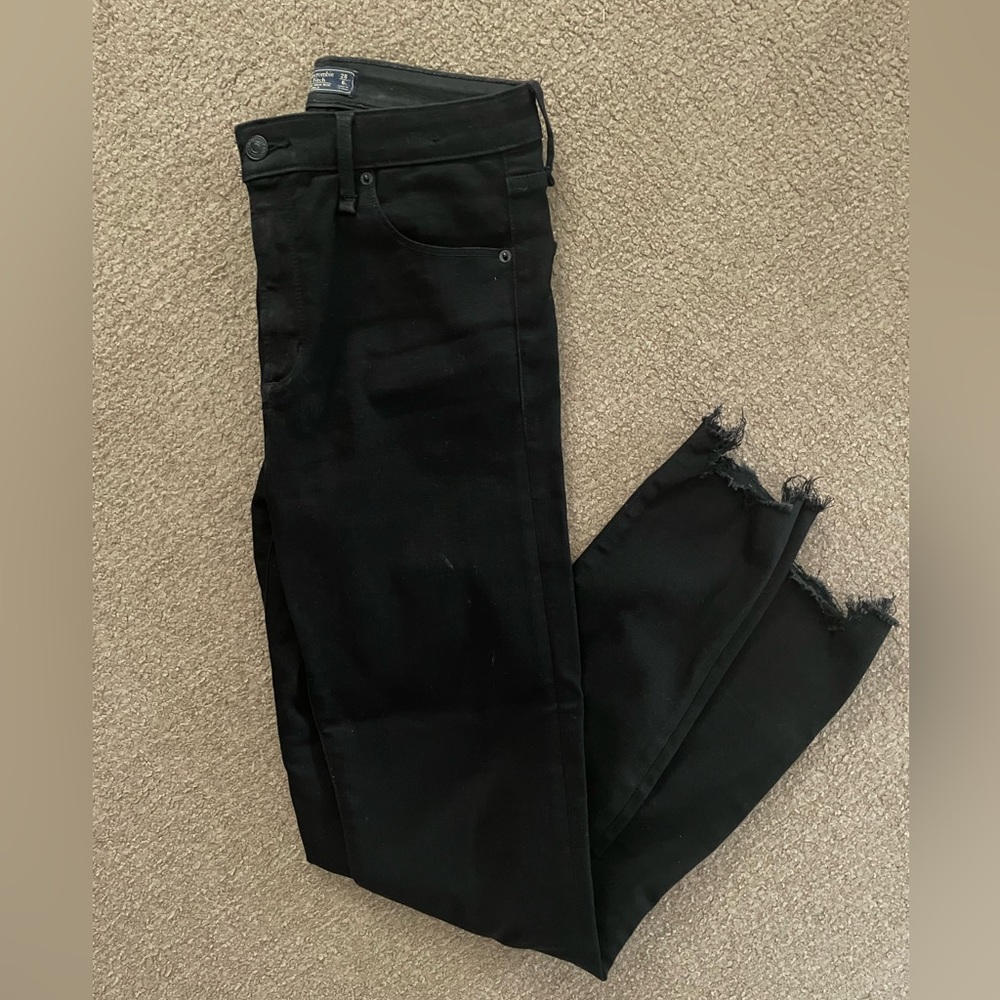 Abercrombie & Fitch black raw hem skinny jeans 28/6 Tall